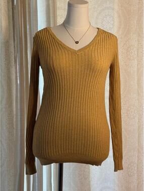 Torrid Mustard Ribbed Sweater Size 0 Fitted Knit